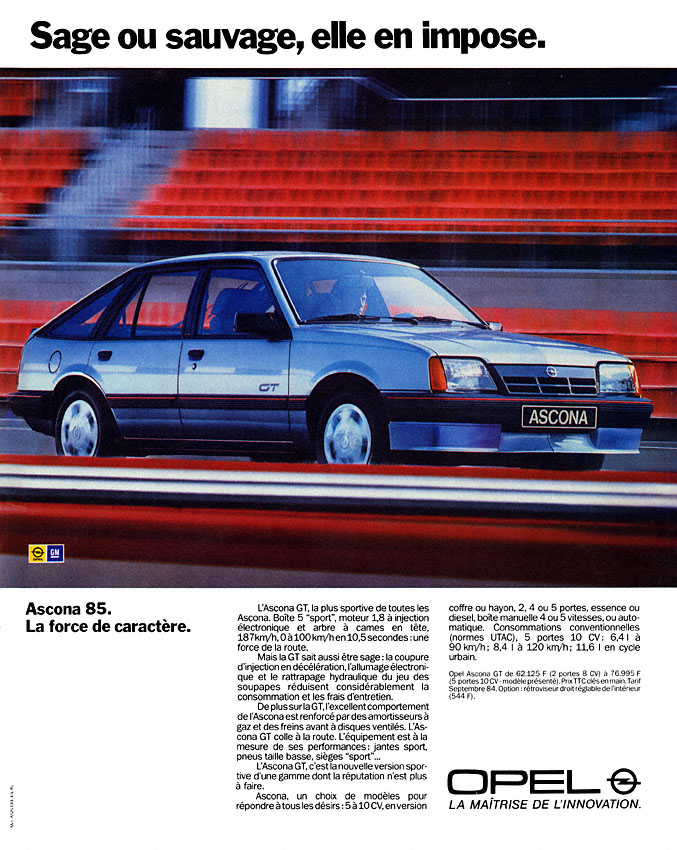 Advert Opel 1984