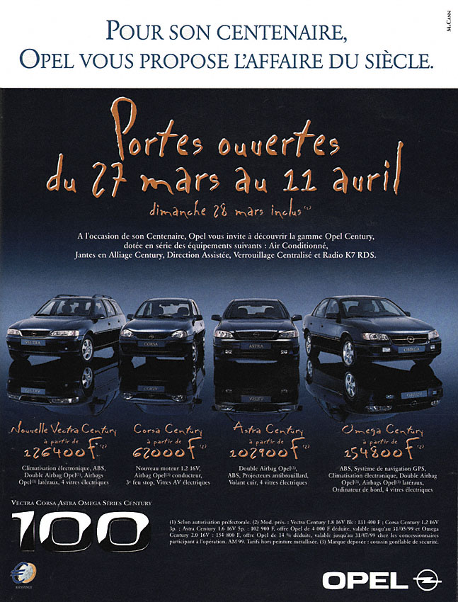 Advert Opel 1999