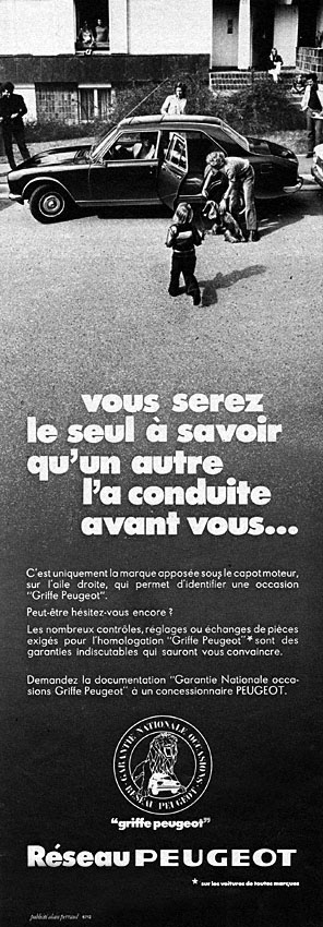 Advert Peugeot 1971