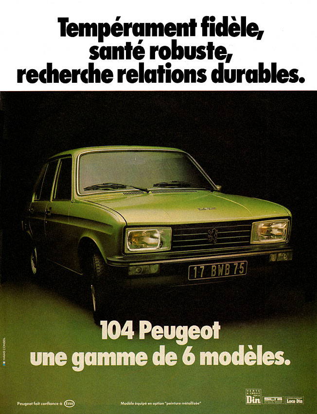 Advert Peugeot 1978