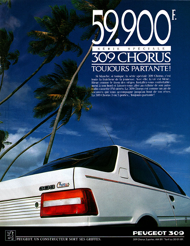 Advert Peugeot 1989