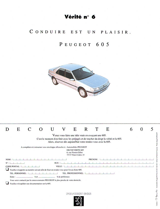 Advert Peugeot 1992