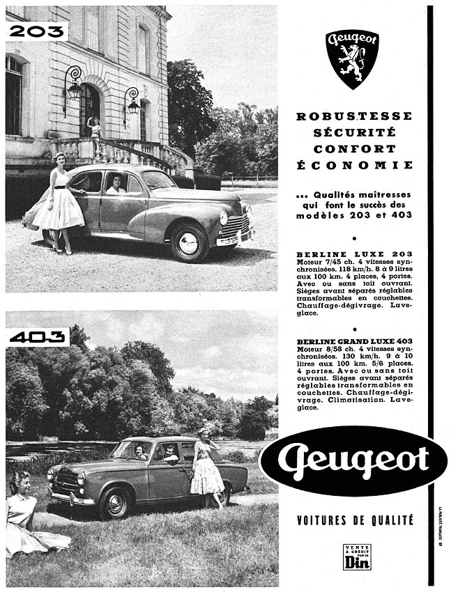 Advert Peugeot 1957
