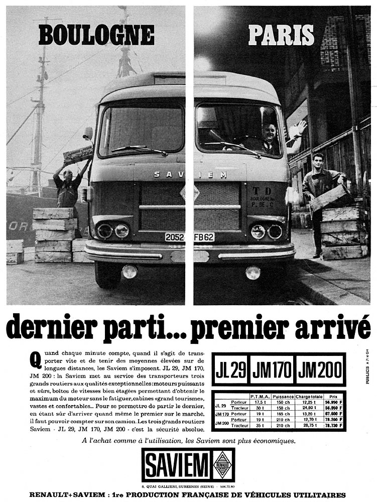 Advert Saviem 1965