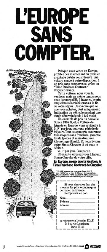 Advert Simca 1976