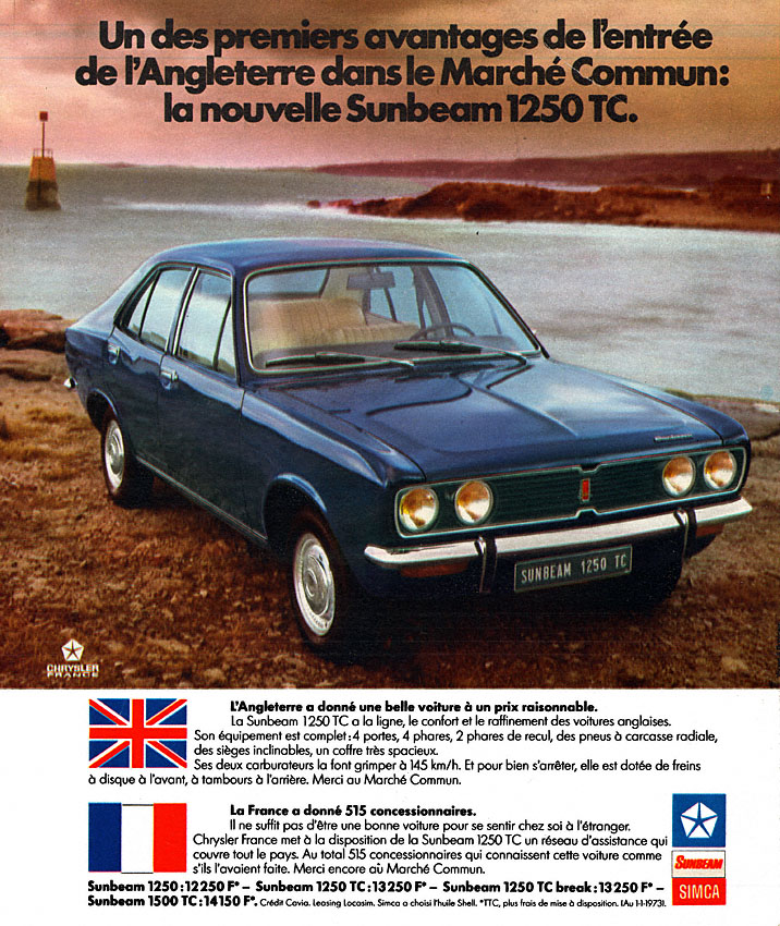 Advert Sunbeam 1973