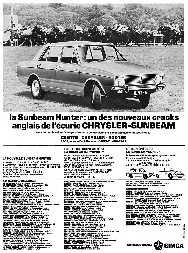 Advert Sunbeam 1966