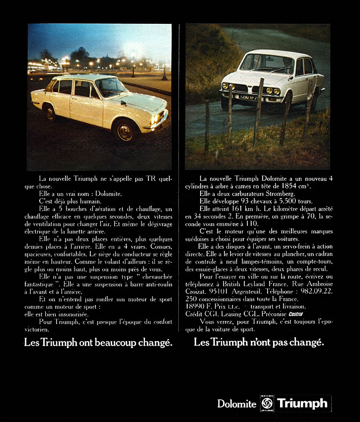 Advert Triumph 1973