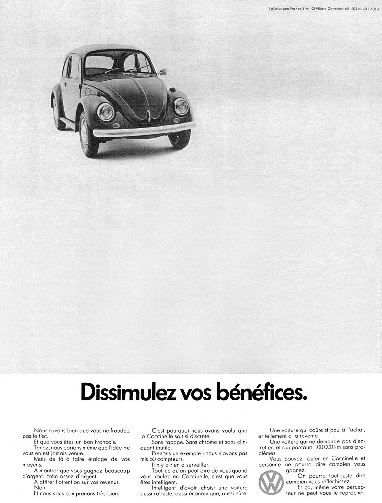 Advert Volkswagen 1970
