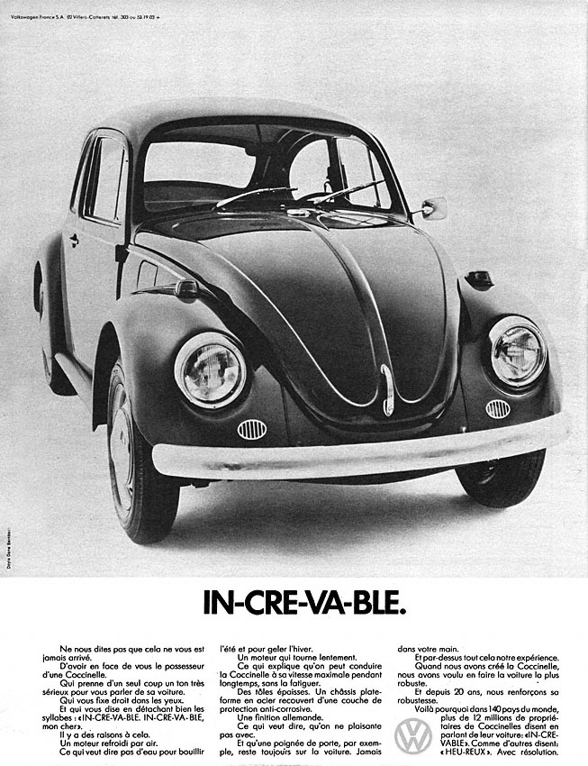 Advert Volkswagen 1970