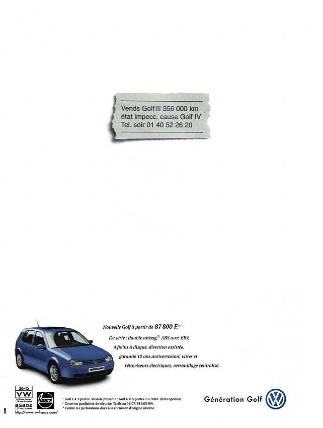 Advert Volkswagen 1998