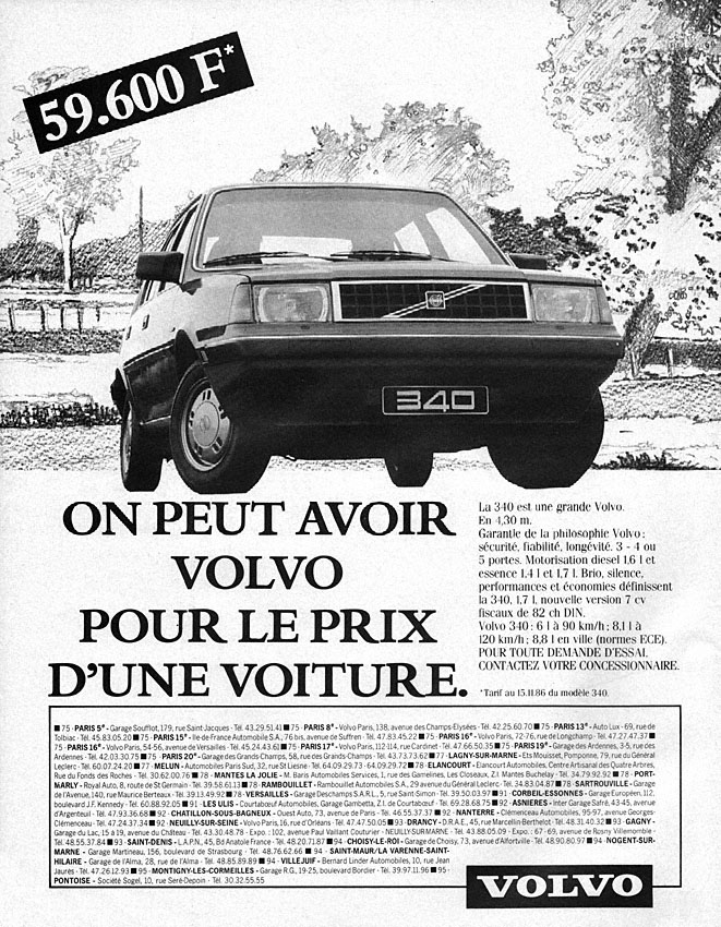 Advert Volvo 1987