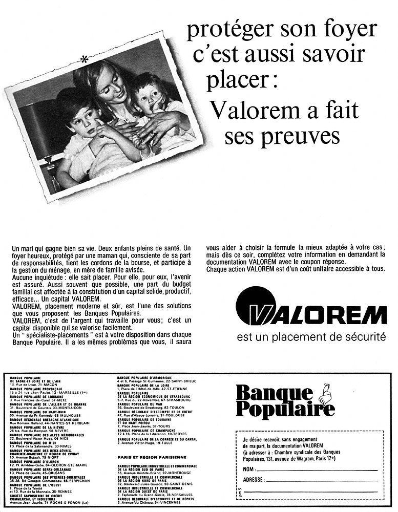 Advert Banque Populaire 1969