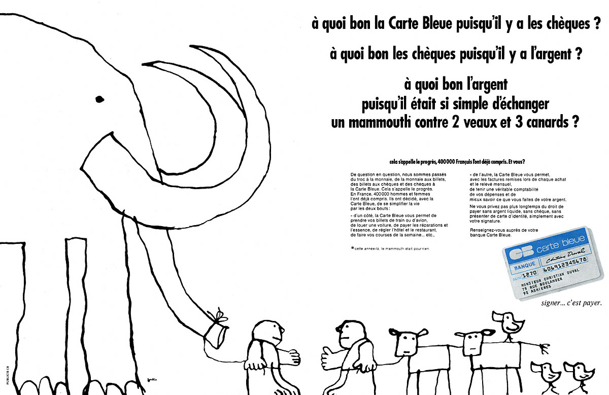 Advert Carte bleue 1970