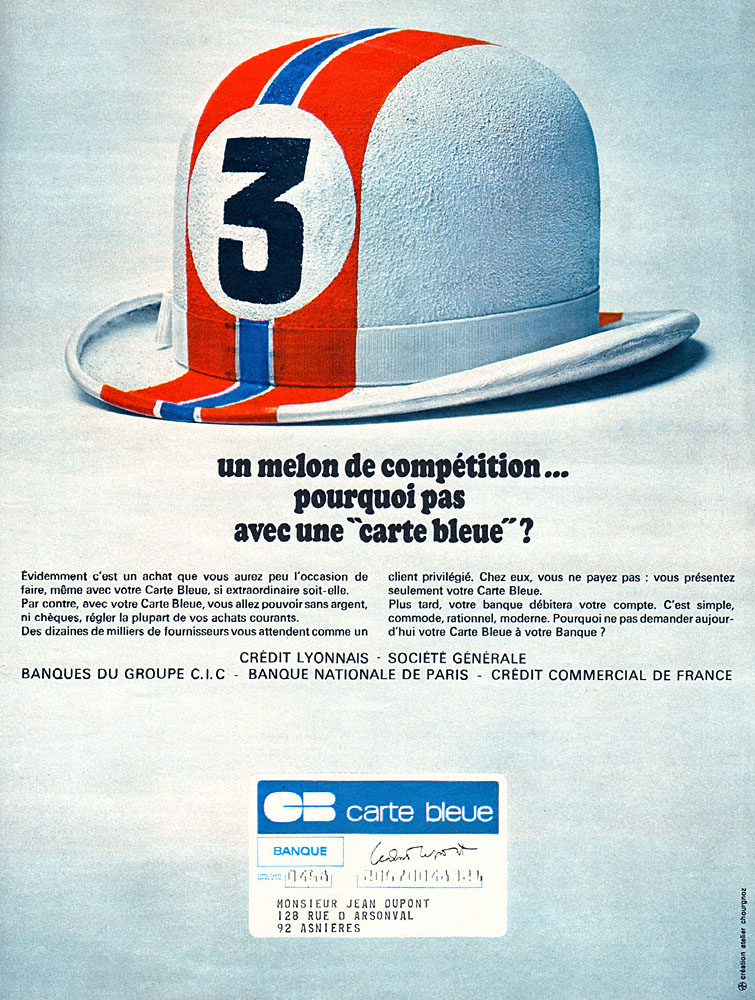 Advert Carte bleue 1967
