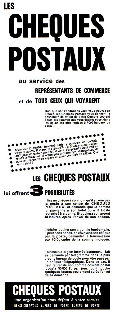 Advert Cheques postaux 1959