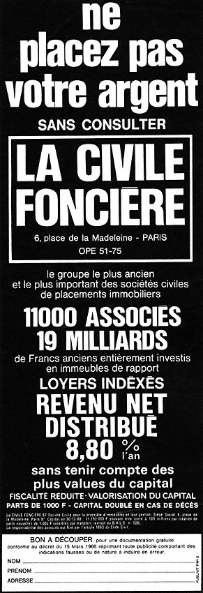 Advert Civile Fonci�re 1969