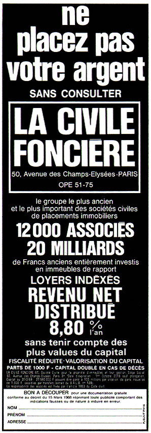 Advert Civile Foncire 1969