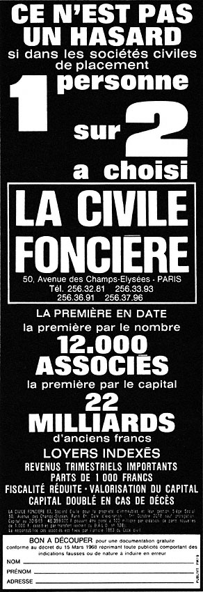 Advert Civile Fonci�re 1969