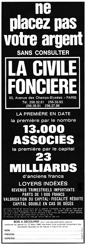 Advert Civile Foncire 1969