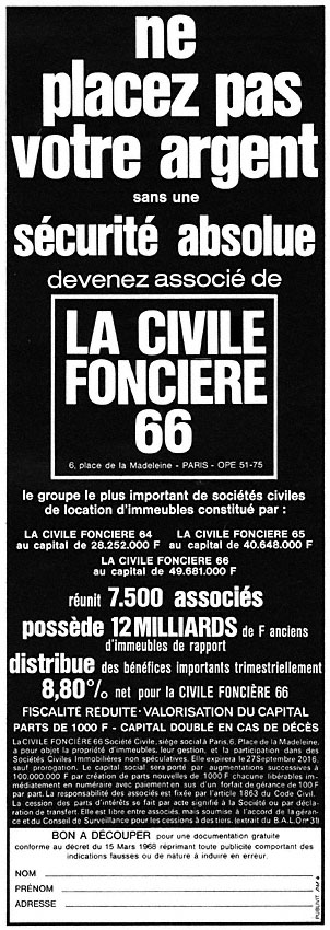 Advert Civile Foncire 1968