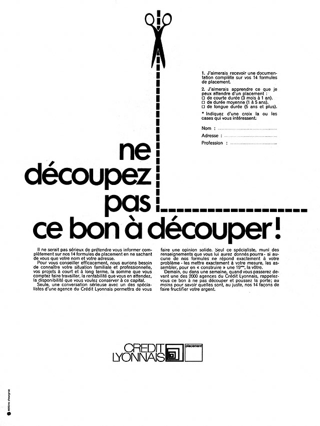 Advert Crdit Lyonnais 1969