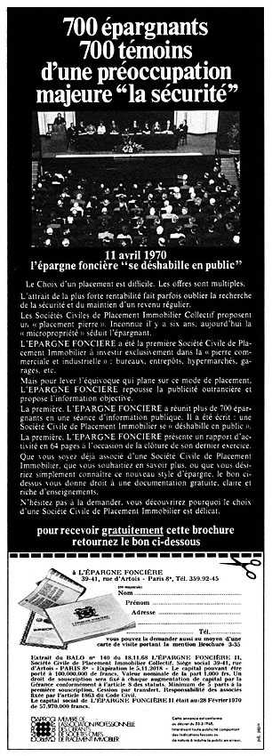 Advert Epargne Foncire 1970