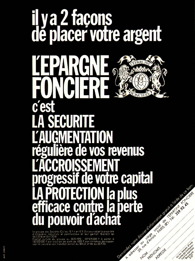 Advert Epargne Foncire 1970