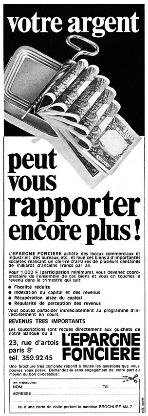 Advert Epargne Fonci�re 1967