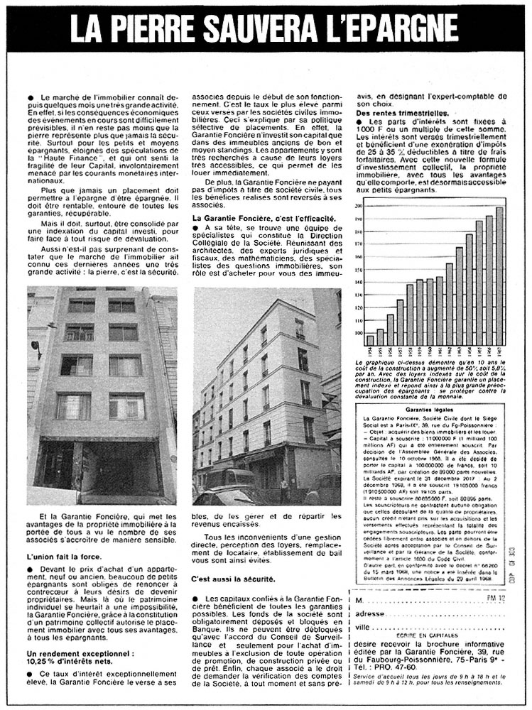 Advert Garantie fonci�re 1969