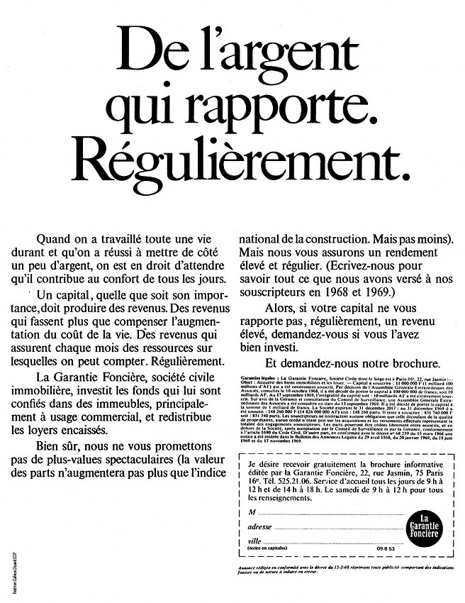 Advert Garantie foncire 1970