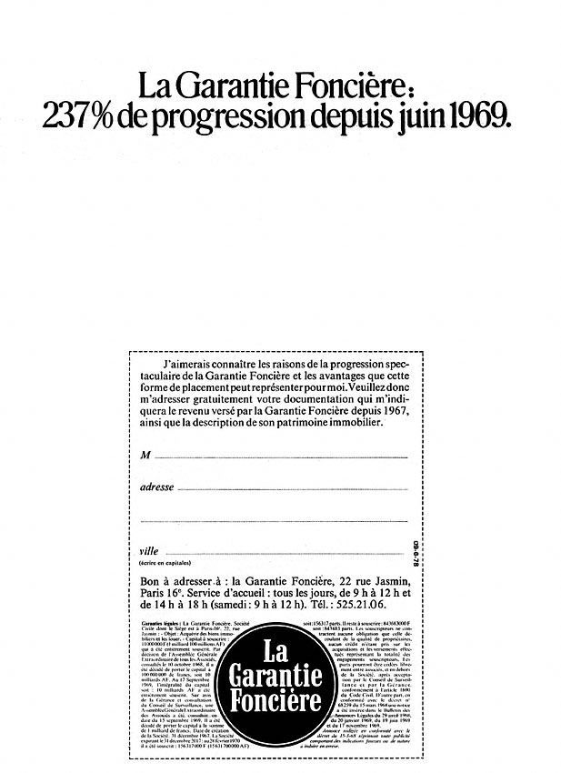 Advert Garantie foncire 1970