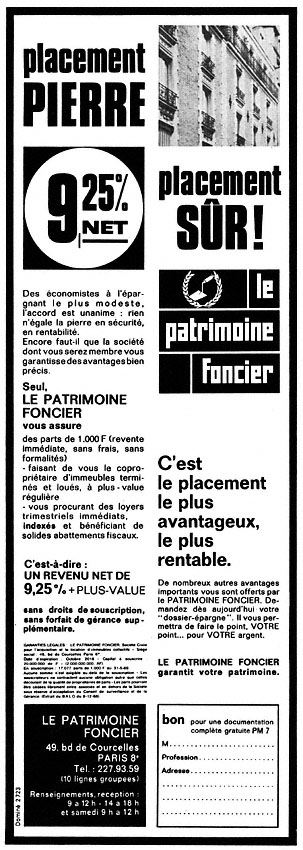 Advert Patrimoine Foncier 1969