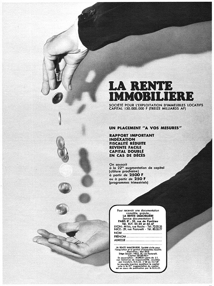 Advert Rente Immobili�re 1969