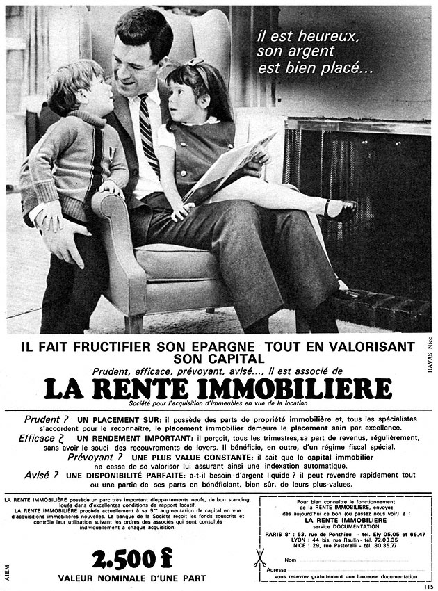 Advert Rente Immobilire 1966