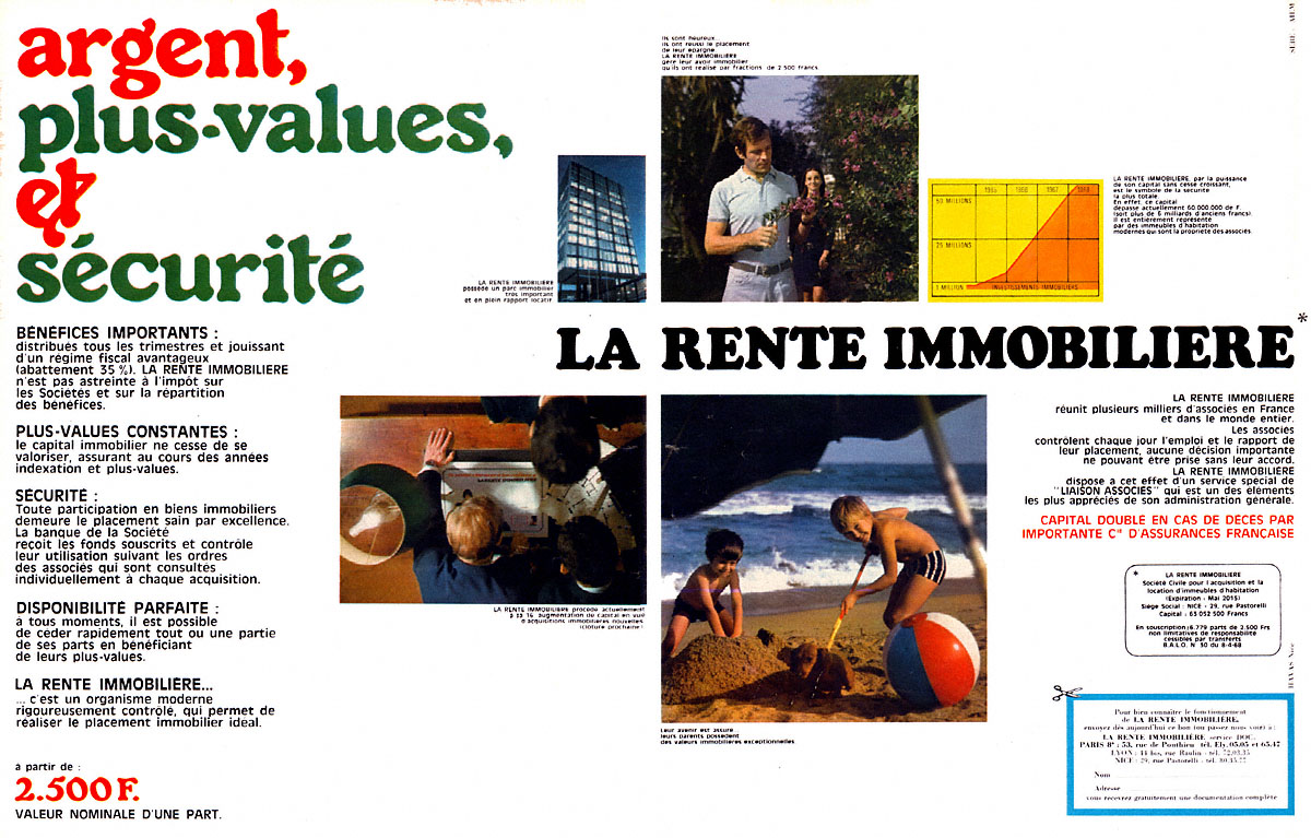 Advert Rente Immobili�re 1968