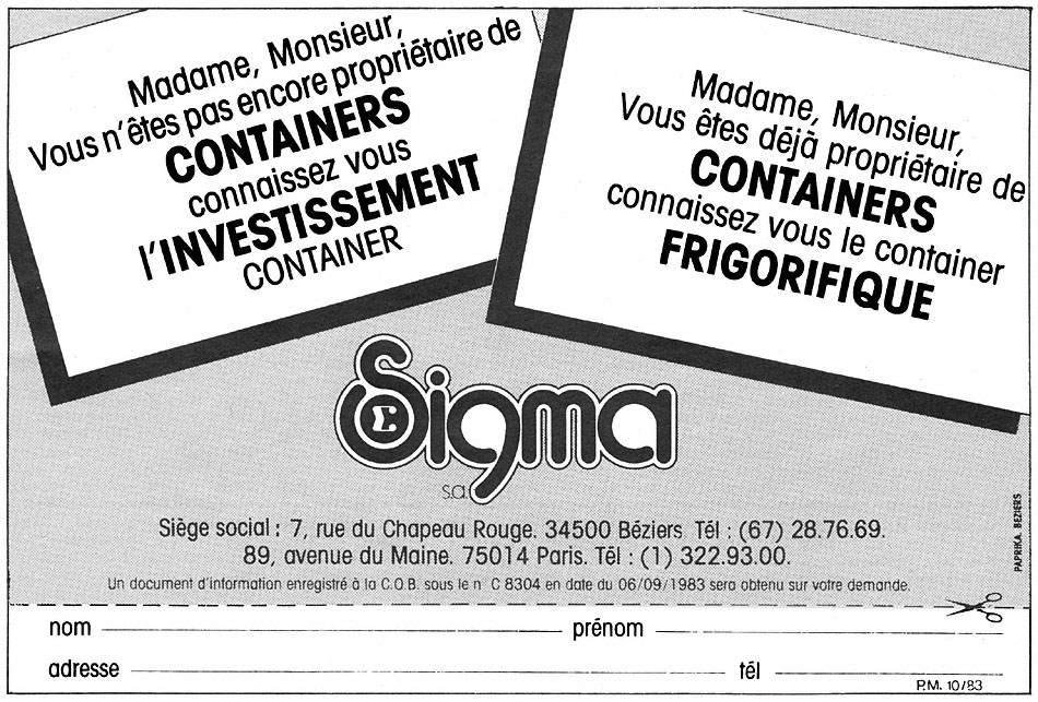 Advert Sigma 1983