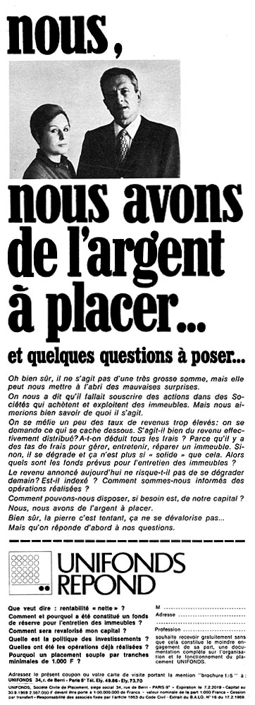 Advert Unifonds 1969