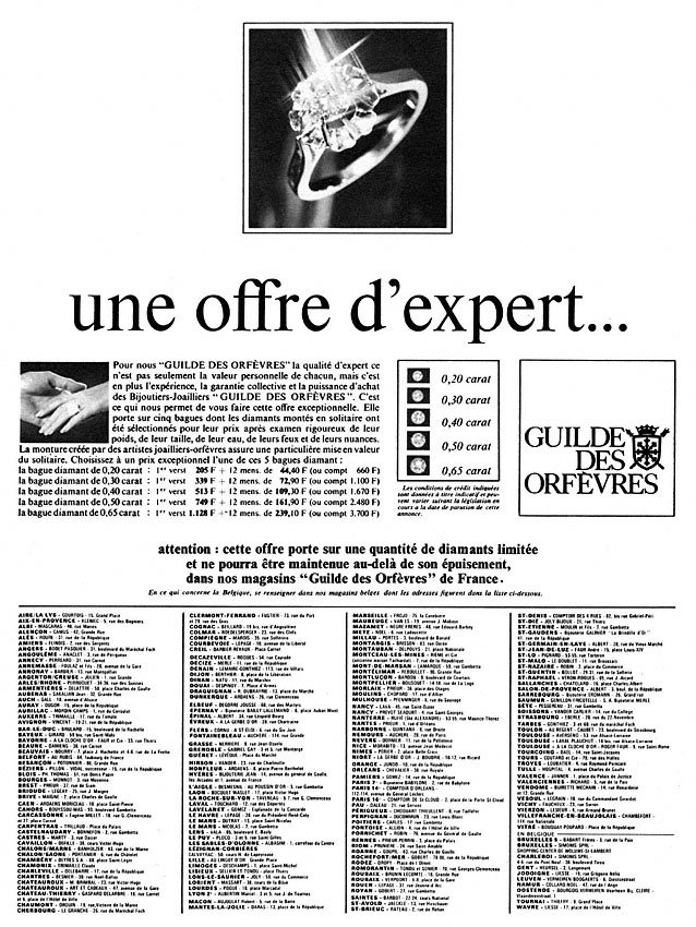 Advert Guilde des Orfvres 1969