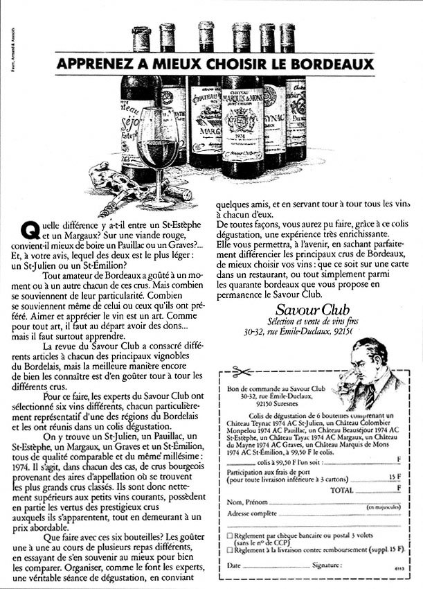 Advert Savour Club 1978