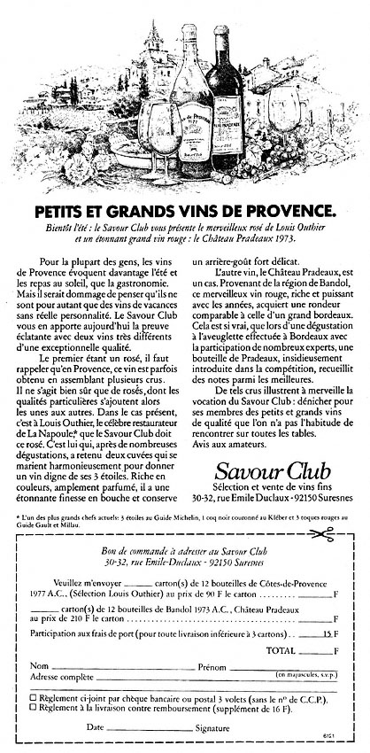 Advert Savour Club 1978