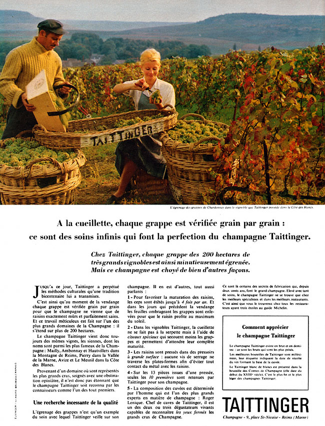 Advert Taittinger 1968
