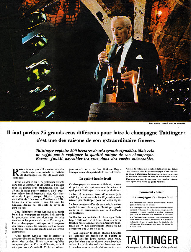 Advert Taittinger 1968