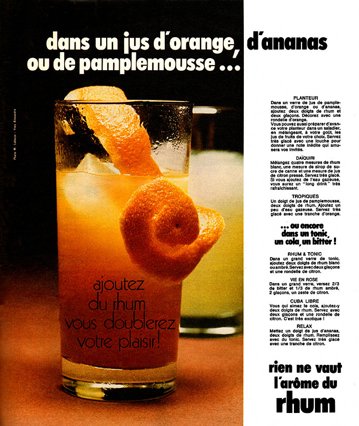 Advert ZxDivers Rhum 1974