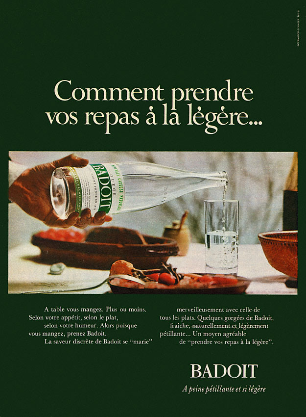 Advert Badoit 1970