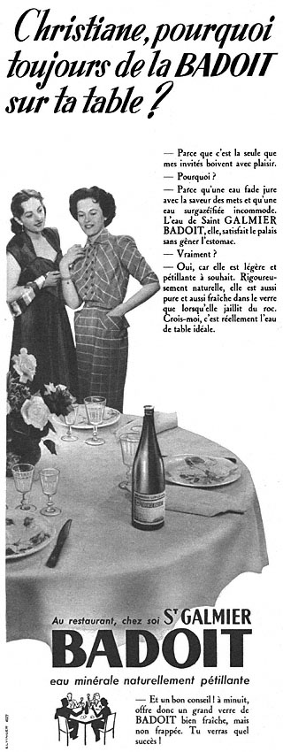 Advert Badoit 1952