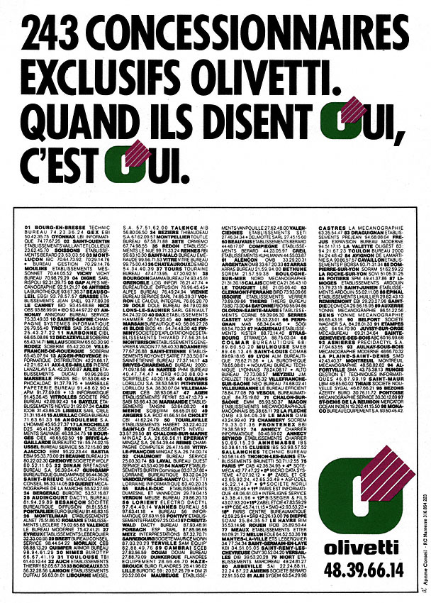 Advert Olivetti 1986