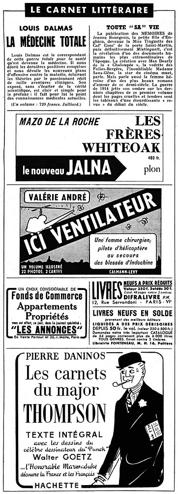 Advert Carnet Litteraire 1954