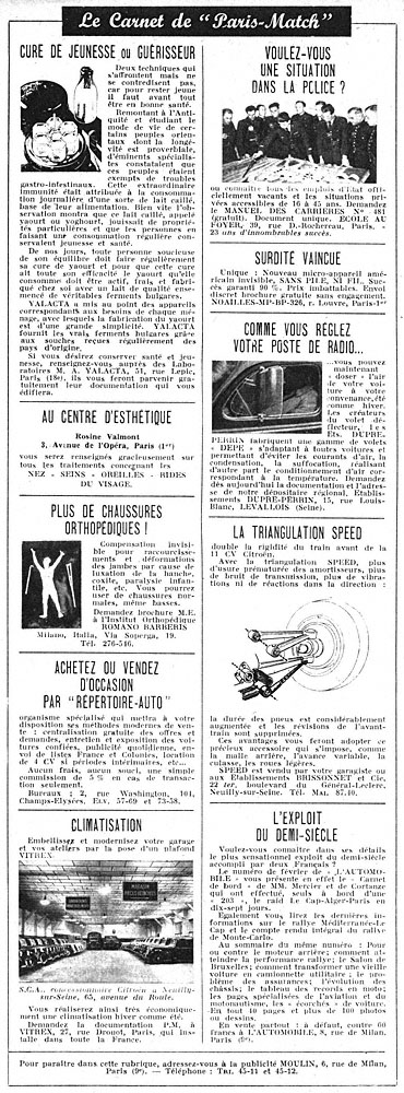 Advert Carnets Match 1951