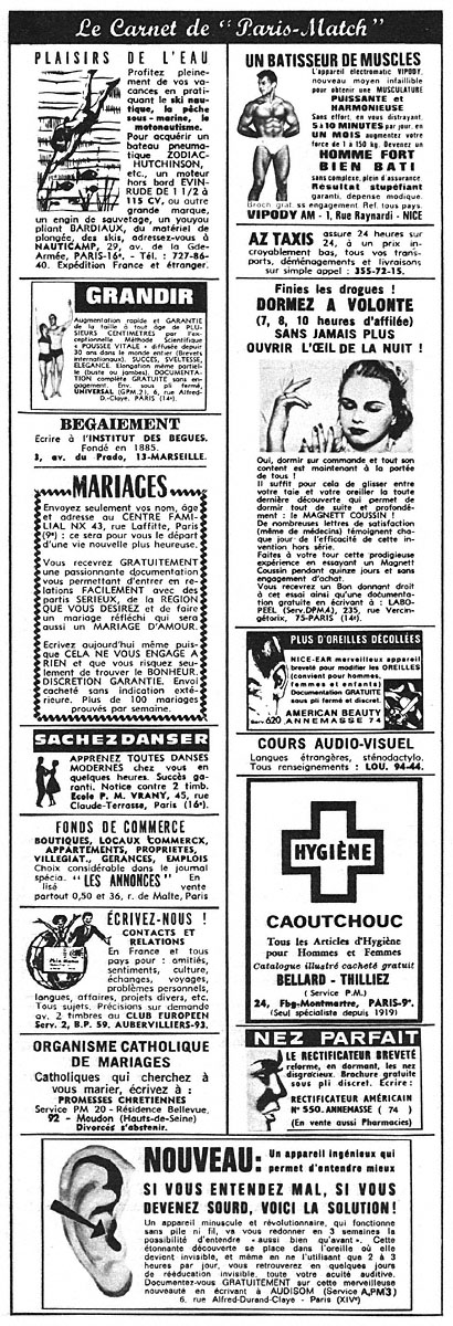 Advert Carnets Match 1969